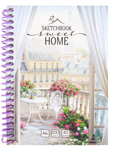 Скетчбук А6 Soft Touch Sweet Home Balcon (7БЦ, спираль, 40л, 100г) С40-5763 Скетчбук А6 Soft Touch Sweet Home Balcon (7БЦ, спираль, 40л, 100г) С40-5763