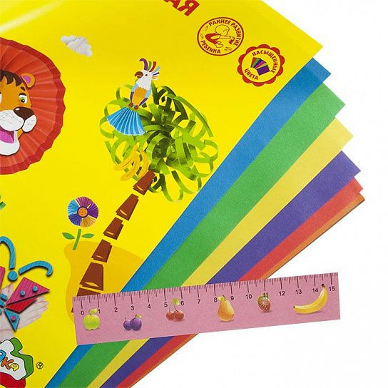 Бумага цв. А4 50 г/м2 2-стор.газет.16л. 8цв, на скрепке, Каляка-Маляка/БЦДСКМ16