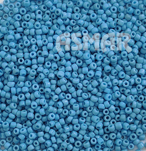 Бисер "ASMAR" размер №8, вес: 450 г, голубой глянцевый, непрозрачный