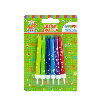 Свечи для торта "Звезды", 8 см с держателями, Микрос/Ч04704 (48)