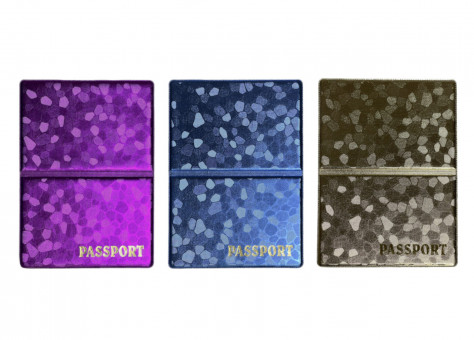 Обложка на паспорт WENZER OFFiCE из ПВХ "Металлик/камень", тиснение зол. герб РФ, асс. (50)