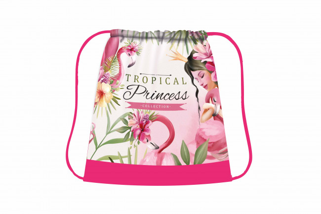 Сумка для сменной обуви цветная, ткань, дизайн 420/340 (50) (СДС-3, ФЛАМИНГО И ПРИНЦЕССА 2022), СДС-3