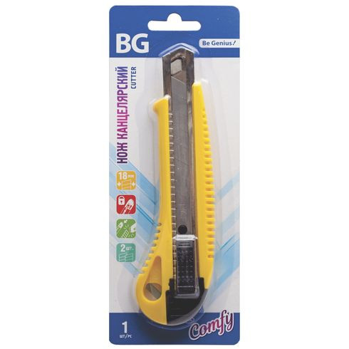 NK_18PA 6570 Нож канцелярский "Comfy", 18 мм, система "Auto-lock", пластиковый корпус, металлическая направляющая, 2 зап. лезвия, ассорти, блистер с европoдвесом, ассорти, 12/144 шт. в упак. NK_18PA 6570 Нож канцелярский "Comfy", 18 мм, система "Auto-lock", пластиковый корпус, металлическая направляющая, 2 зап. лезвия, ассорти, блистер с европoдвесом, ассорти, 12/144 шт. в упак.