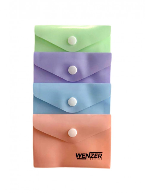 Папка -конверт на кнопке WENZER OFFiCE, А7 160 мкм, пастельные оттенки асс. (12)