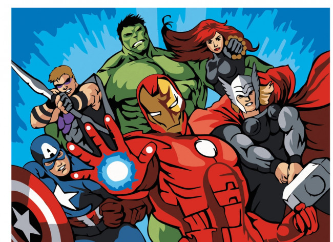 Набор для творчества "Рисование по номерам". DS079 Мстители 30 x 40