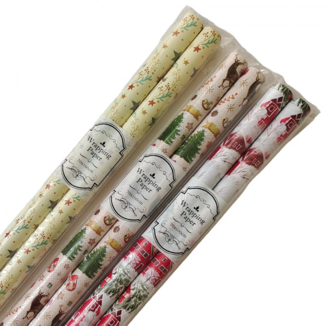 Бумага подарочная 70*100см "Новый Год", набор 2шт, MAYLOTT/4532