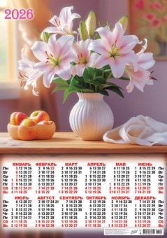 Календарь-плакат А2 2026г "Нежные лилии", ПО-26-140