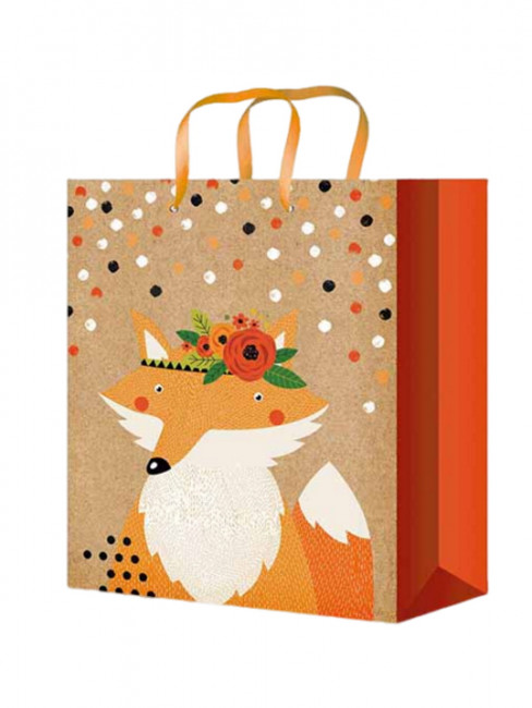 Пакет подарочный 18х23х10см "Лисичка" из крафт-бумаги, MILAND/ППК-4390 (12)