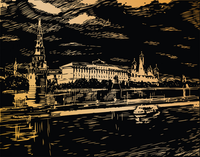 Гравюра 20 x 25.5см "Москва" (золото), Hobbius/GHK №16 Гравюра 20 x 25.5см "Москва" (золото), Hobbius/GHK №16