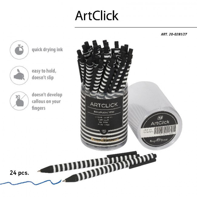 Ручка автоматическая шариковая 0,38мм синяя "ArtClick. Полоски", BV/20-0281/27 (24)