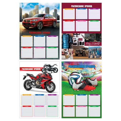 Расписание уроков А4 "MIX - Мальчики" (ассорти) вертикальное, BG (40) Расписание уроков А4 "MIX - Мальчики" (ассорти) вертикальное, BG (40)