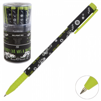 Ручка шариковая 0,5мм синяя "FunWrite. Машины. Цвет салатовый", BV 20-0212/60 (24)