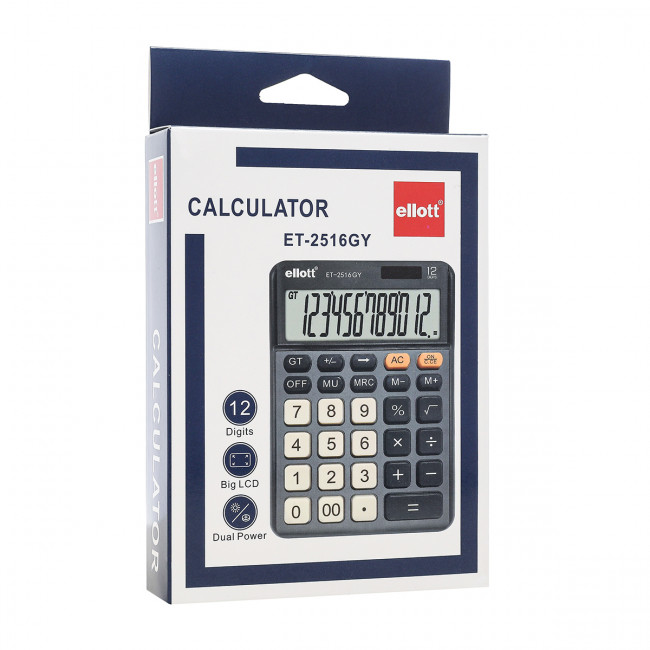 Калькулятор 12- разрядный настольный, ELLOTT/ET-2516GY (30)