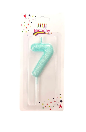 Свеча для торта "Цифра 7", бирюзовая, Магистр/MAG-6/221353-7 (12)