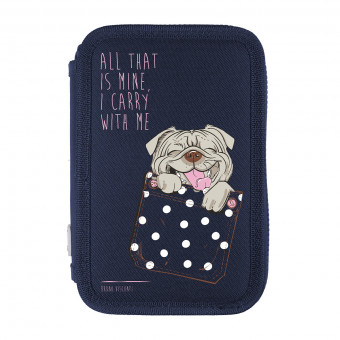 Пенал 200 х130мм "Карманные животные. Собачка", два отделения, синий, BV/14-051/27 (4)