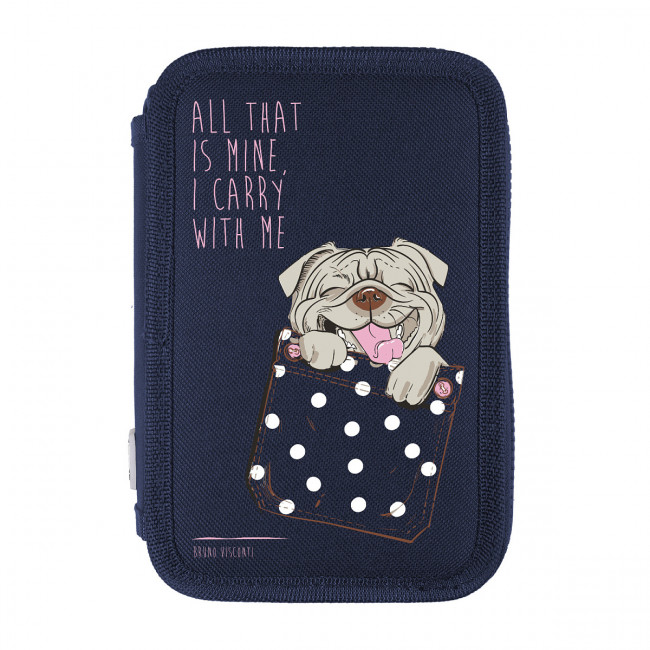 Пенал 200 х130мм "Карманные животные. Собачка", два отделения, синий, BV/14-051/27 (4)