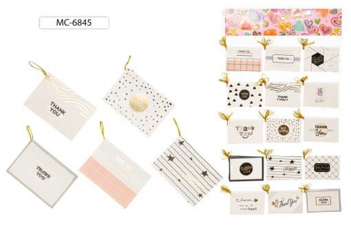 Открытка: "FOR YOU" с надписями-ассорти, с золотым тиснением, размер 9,2*6,5 см, 120 шт, Basir/МС-6845