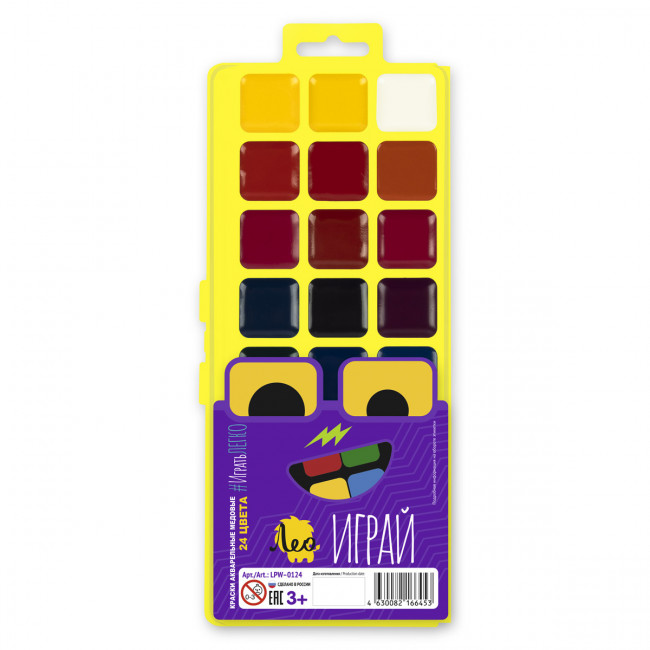 Краска акварель 24цв без кисти "Играй" Лео (12) Краска акварель 24цв без кисти "Играй" Лео (12)