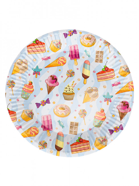 Тарелка бумажная 23см "Сладости" 6шт, MILAND/ФЛ-6202