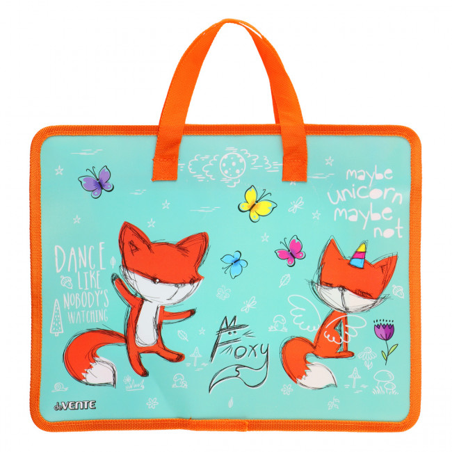 Папка для тетрадей, ИЗО и технологии "deVENTE. Foxy" A4 (33,5x26x10 см) с текстильным расширением 10 см, на молнии сверху, пластик 400 мкм, deVENTE