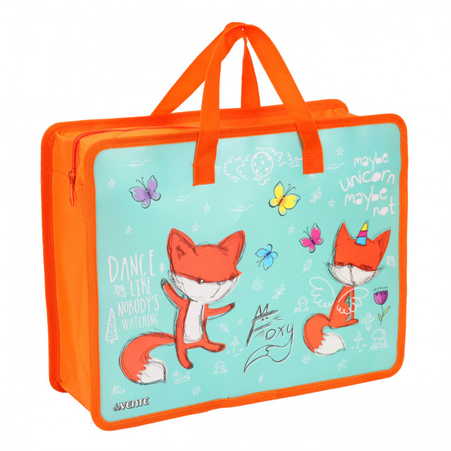 Папка для тетрадей, ИЗО и технологии "deVENTE. Foxy" A4 (33,5x26x10 см) с текстильным расширением 10 см, на молнии сверху, пластик 400 мкм, deVENTE