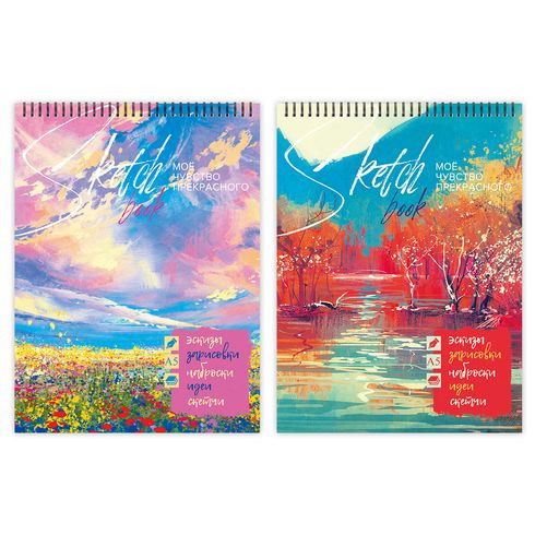 Скетчбук А5 переплёт жёсткий 48л. "Чувство прекрасного" ламинация матовая (ассорти), гребень, блок