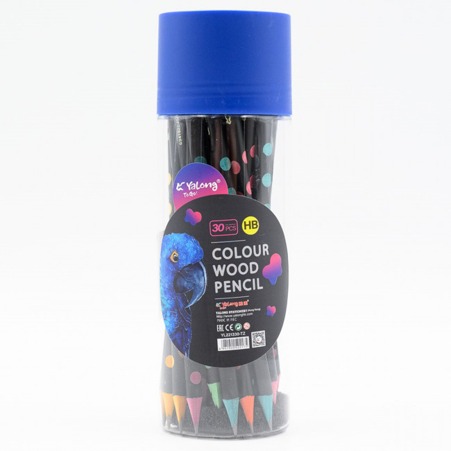 Карандаш чернографитный HB "Неоновые животные" заточенные, трехгранные, Yalong/YL221330-TZ (30)