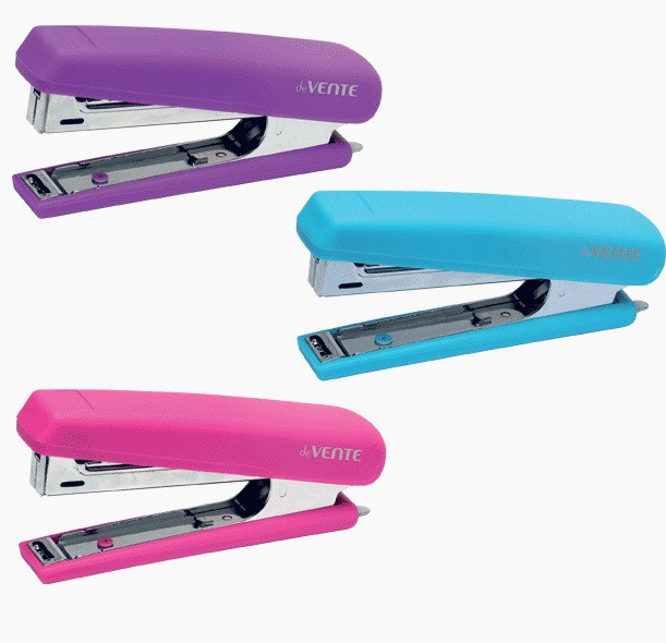 Степлер №10, на 12л "Soft Touch" пластиковый, со металлическим антистеплером,ассорти, deVENTE/4142805 (12)