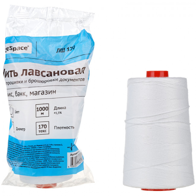 Нить для прошивки документов OfficeSpace, лавсановая, d0,7мм, 1000 м, ЛШ-170, белая Нить для прошивки документов OfficeSpace, лавсановая, d0,7мм, 1000 м, ЛШ-170, белая