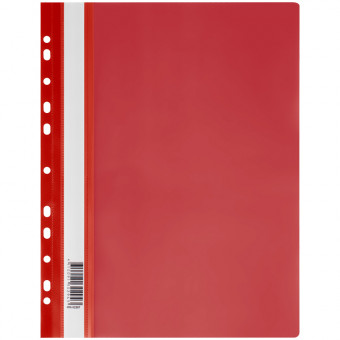 Папка-скоросшиватель А4 160мкм пластик,  перфорированная, красная, СТАММ/ММ-32257 (10)