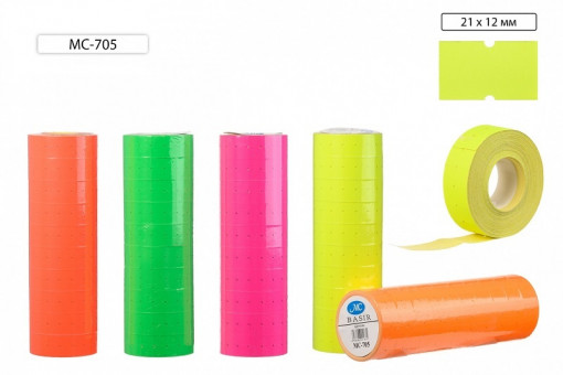 Ценник цветной для этикет-пистолета 21*12мм,4 цвета,/1000шт/рул/ (10/100)