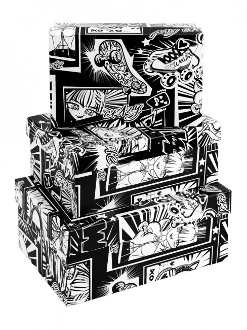 Набор прямоугольных коробок 3 в 1 Аниме комикс (23х16х9,5-19х12х6,5см) "Собств. разраб." ПП-4523