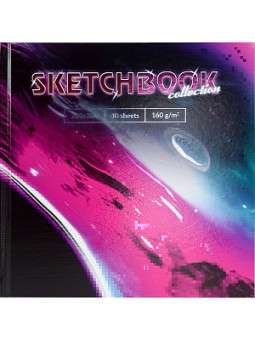 Скетчбук 200х200 Грань будущего (7БЦ, холодная фольга + твин лак, 40л, 160г, белая бумага)  С40-7155