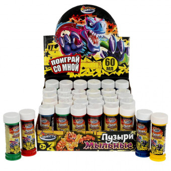 Мыльные пузыри 60мл "ДИНОЗАВРЫ" 36шт, ИГРАЕМ ВМЕСТЕ