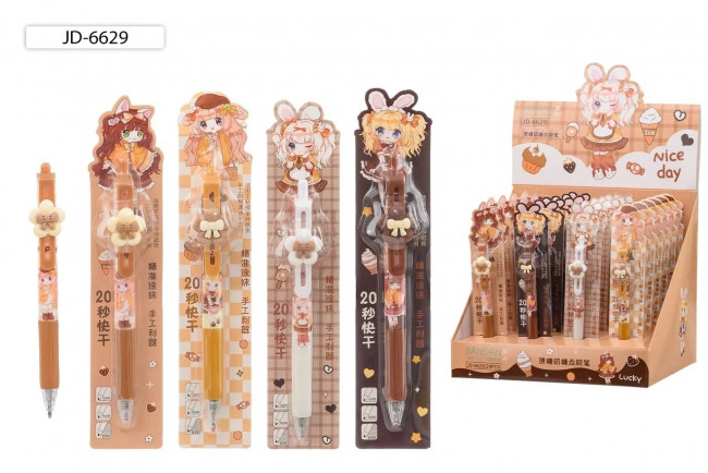 Клей ручка 10,5 см для творчества"КУКОЛКА": используется для склеивания мелких деталей, подходит для дизайнерских и оформительских работ, Basir/JD-6629 (24)