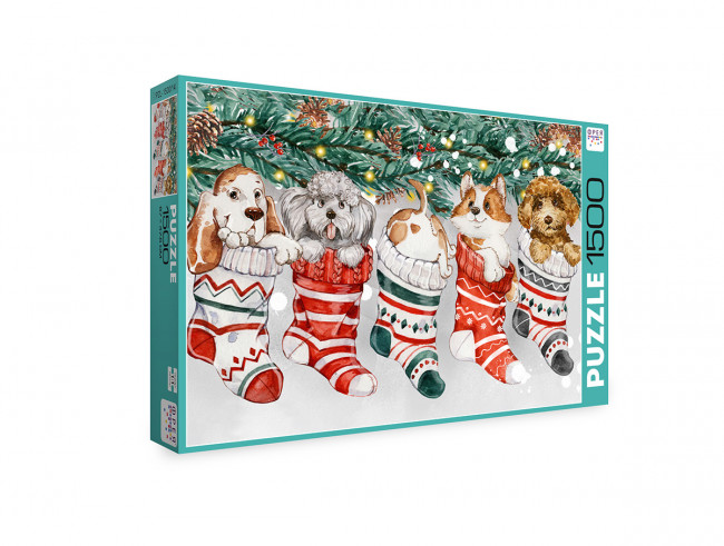 Пазл 1500 элемент "Новогодние щенки" ФРЕЯ Пазл 1500 элемент "Новогодние щенки" ФРЕЯ