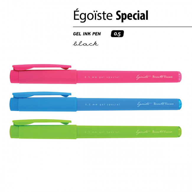 Ручка гелевая 0.5мм черная "Egoiste. Special", 3 цвета ассорти, BV/20-0081 (24)