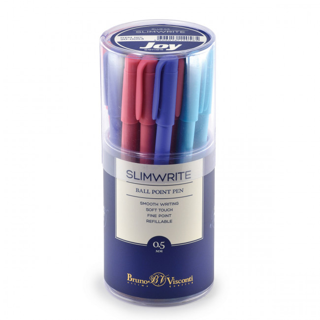 Ручка шариковая 0.5мм синяя "SlimWrite. Joy", 3 цвета ассорти, BV/20-0053 (24)