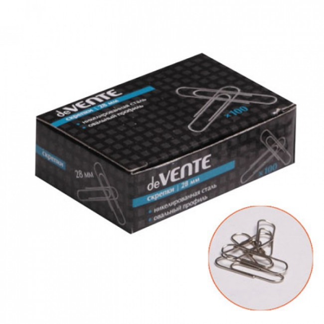 Скрепки 28мм 100шт никел DeVente 4135338/10 Китай