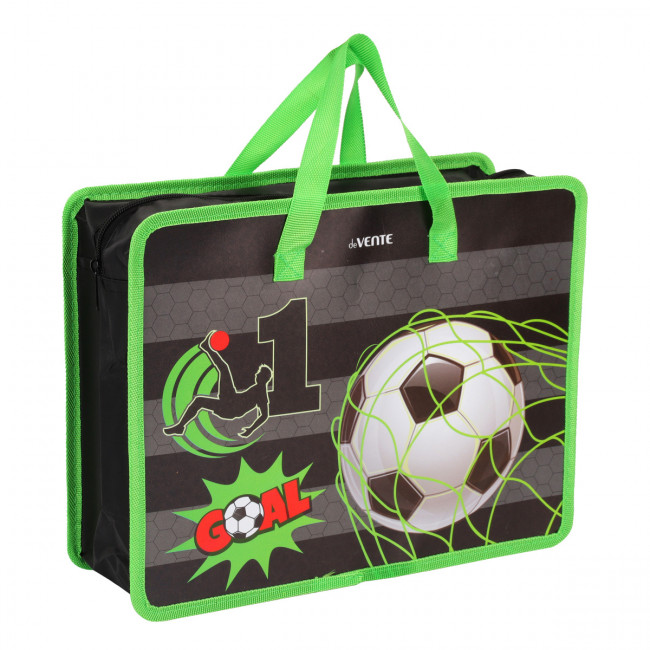 Папка для тетрадей, ИЗО и технологии "deVENTE. Goal" A4 (33,5x26x10 см) с текстильным расширением 10 см, на молнии сверху, пластик 400 мкм, deVENTE