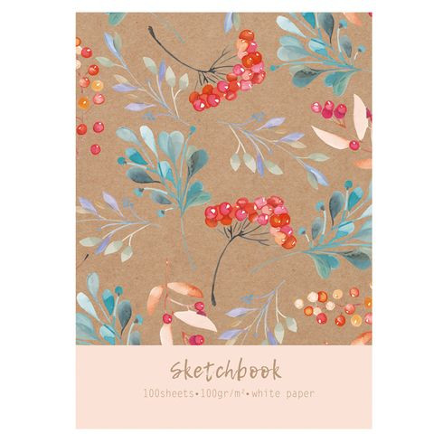 Скетчбук А5 переплёт твёрдый 100л. нелинованный "Осенний сюжет" ламинация матовая выборочный лак белый блок