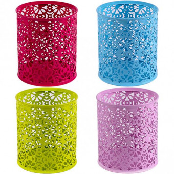 Стакан канцелярский, металлический, круглый, с узором, Asmar/AR-803-2 (12)