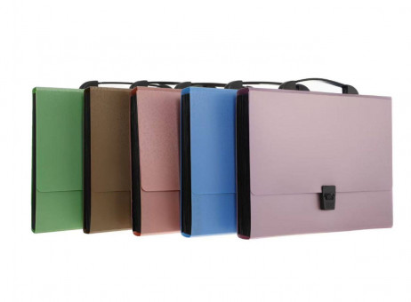 Портфель А4 для документов, 12 отделений, на замке, пластиковый, цв. ассорти, Cobest/F8837