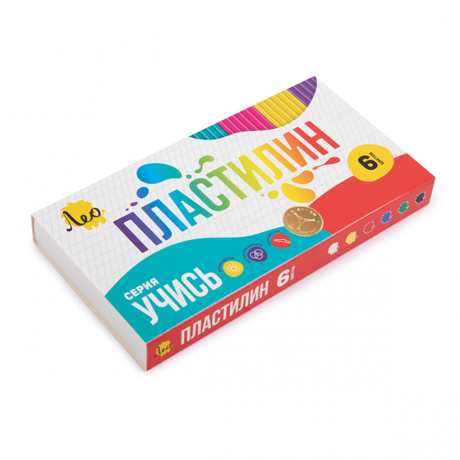 Пластилин классический 6цв. 120г, Учись Лео/LNMC-0106 (12)