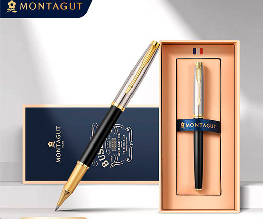 Ручка в футляре  TJ-15 Montagut (черн) 0.5мм роллер, Серебро/черная, металлический корпус, в к/кор M307 (1/20)