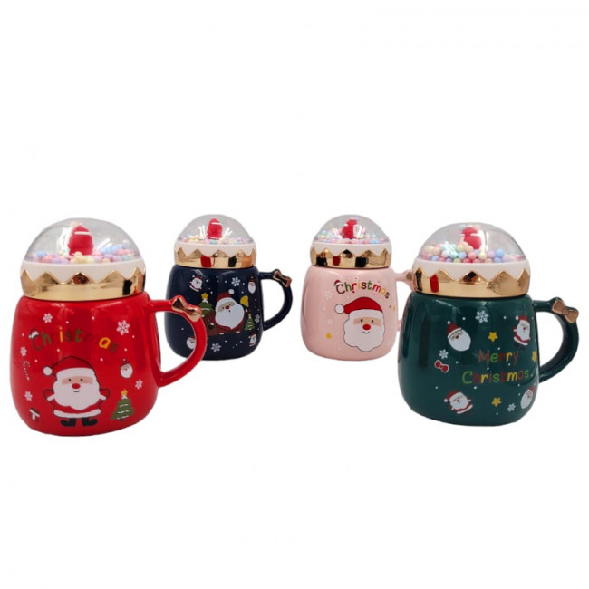 Чашка 420mL керамическая "Новогодняя" с крышкой, MAYLOTT/C01