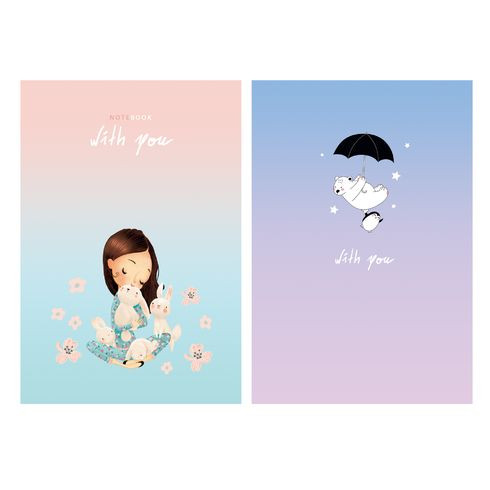 Бизнес-блокнот евроформат 205x145 переплёт твёрдый 64л. индивид.блок:клетка "Я с тобой" ламин. мат. (ассорти) BG (2/20)