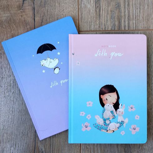 Бизнес-блокнот евроформат 205x145 переплёт твёрдый 64л. индивид.блок:клетка "Я с тобой" ламин. мат. (ассорти) BG (2/20)