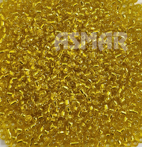 Бисер "ASMAR" размер №8, вес: 450 г, жёлтый, внутреннее серебрение
