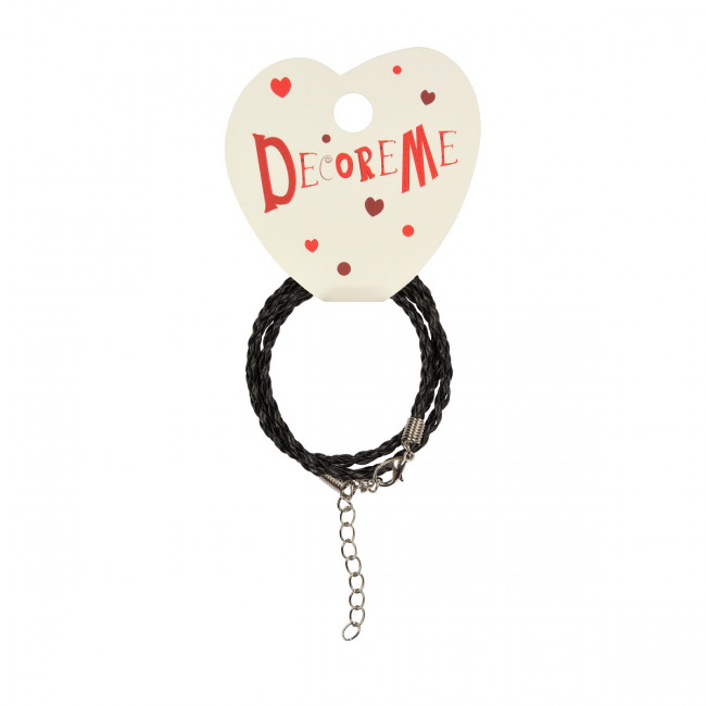 Шнурок d 3мм 41см из экокожи, плетеный с застежкой,  BV/2-155/15 (10)